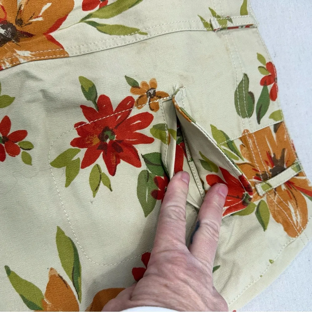 Eddie Bauer Stretch Floral Mini Skirt - Cream, Orange, and Green - Size 4P NWOT